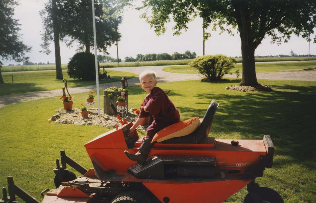 Aden, Marilyn, Iowa, Motorized Vehicles, Children, lawn mower, Farms, history of Iowa, Palmer, IA, Iowa History