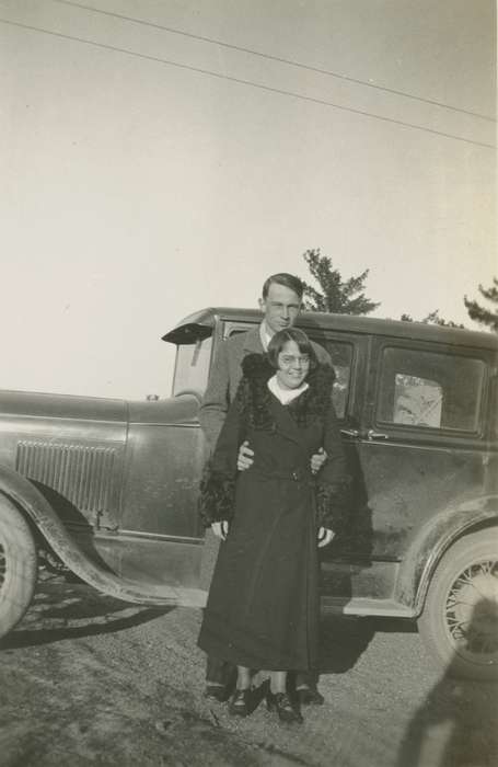 Portraits - Group, Weddings, Iowa, winter coat, Families, West Liberty, IA, Meyers, Peggy, history of Iowa, Motorized Vehicles, Iowa History