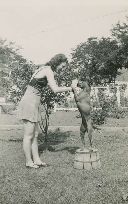 bucket, Animals, dog training, Iowa History, Iowa, USA, Wilson, Dorothy, backyard, dog, Homes, shorts, Leisure, history of Iowa