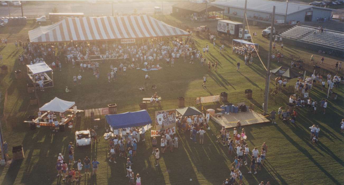 Waverly Public Library, history of Iowa, Iowa History, crowds, Waverly, IA, Aerial Shots, food stall, Iowa, Outdoor Recreation, tents, ragbrai, aerial