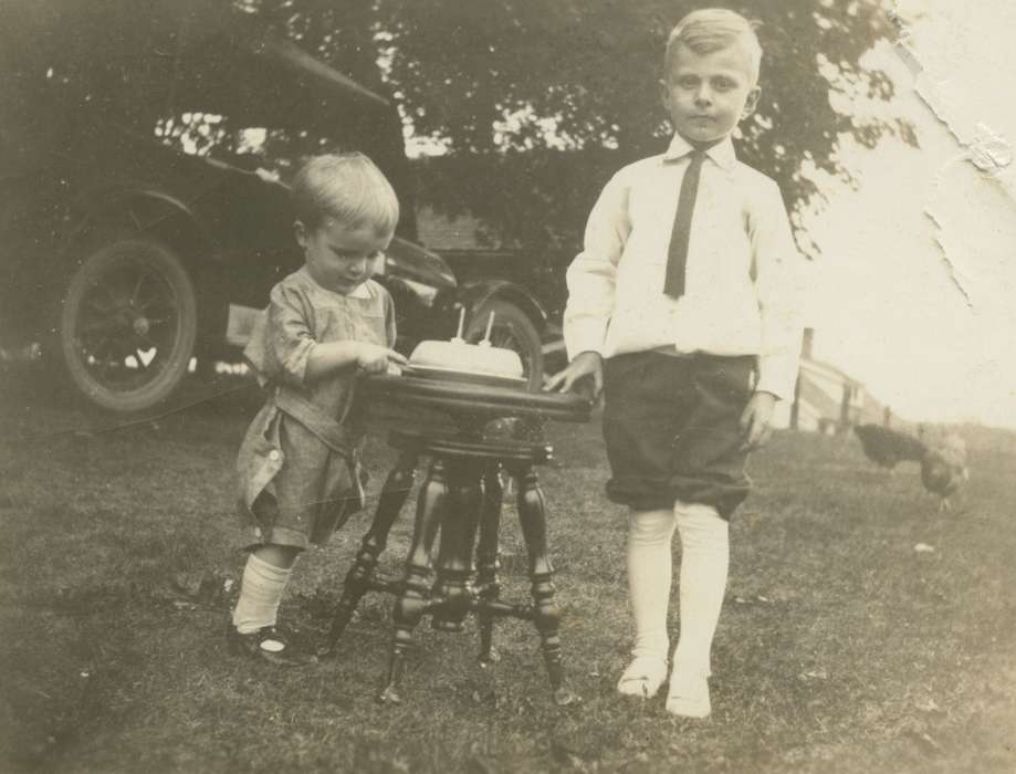 cake, chicken, IA, history of Iowa, birthday, Iowa History, Motorized Vehicles, Animals, car, Holidays, Arensdorf, Maureen, Iowa, Farms, Children