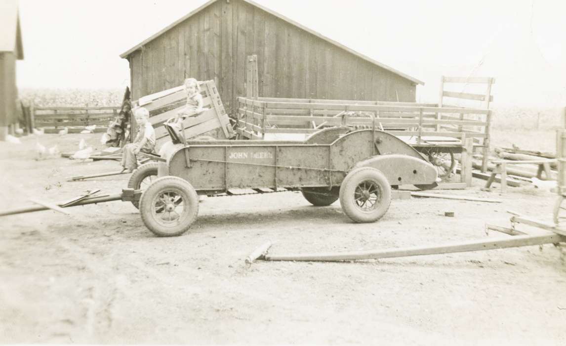 Portraits - Group, Iowa, Rear, Audrey, Animals, Iowa History, Children, Barns, history of Iowa, Farming Equipment, Farms, chickens, Calmar, IA