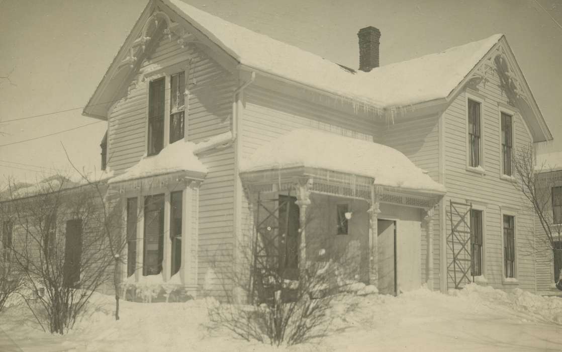 Iowa, ice sickle, Cook, Mavis, house, bushes, Cities and Towns, Charles City, IA, Winter, history of Iowa, snow, Iowa History