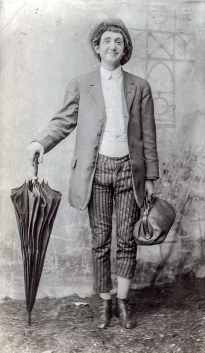 history of Iowa, Iowa History, Anamosa Library & Learning Center, umbrella, Iowa, Anamosa, IA, hat, Portraits - Individual