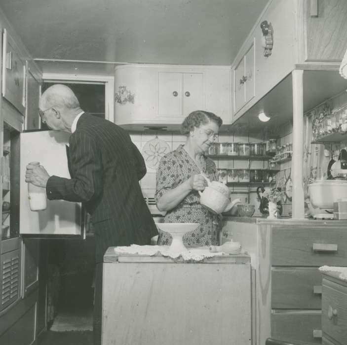 history of Iowa, kitchen, Iowa History, teapot, Iowa, Britt, IA, Homes, mid century, McMurray, Doug, cabinets, milk