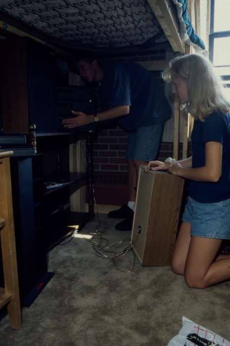 speaker, bunk bed, Iowa History, Iowa, Schools and Education, university of northern iowa, uni, UNI Special Collections & University Archives, dorm room, Cedar Falls, IA, history of Iowa