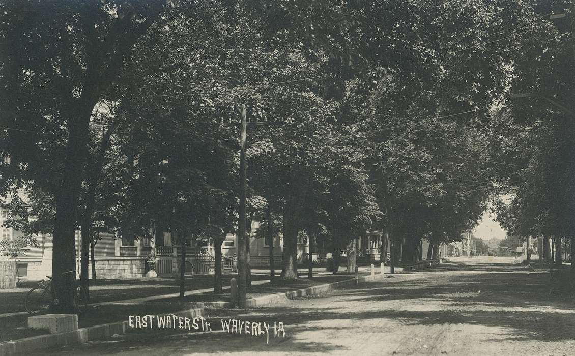 Cities and Towns, correct date needed, tree, Waverly Public Library, street, Iowa, Landscapes, history of Iowa, Iowa History