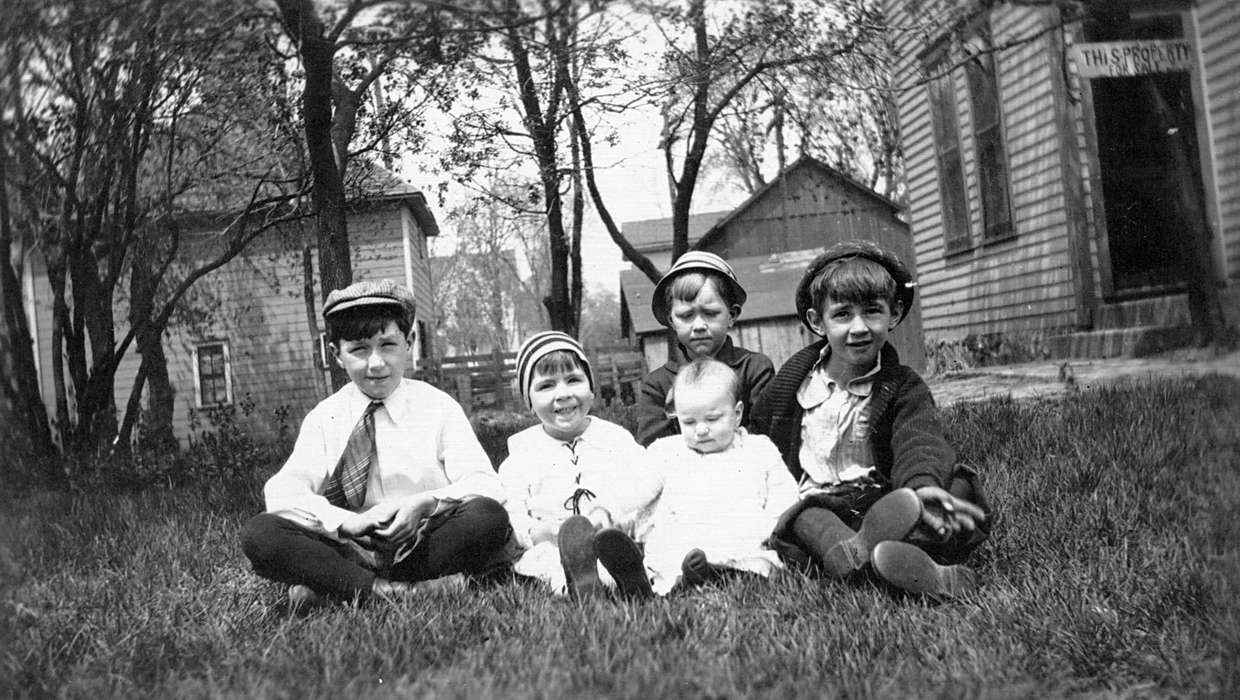 baby, Iowa History, Children, Iowa, Webster City, IA, history of Iowa, Portraits - Group, sign, Curtis, Leonard, hat, for sale, hats