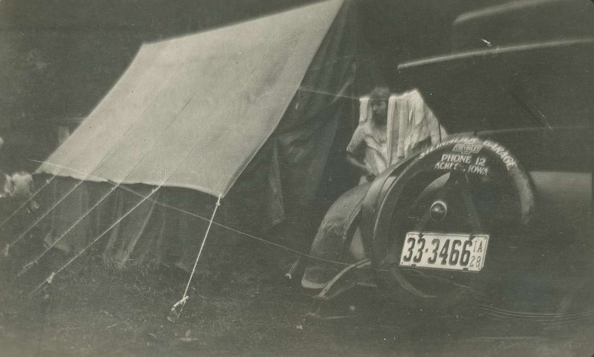 license plate, history of Iowa, Iowa History, Motorized Vehicles, car, Fairs and Festivals, tent, Koch, Ethel Ann, Iowa, Des Moines, IA