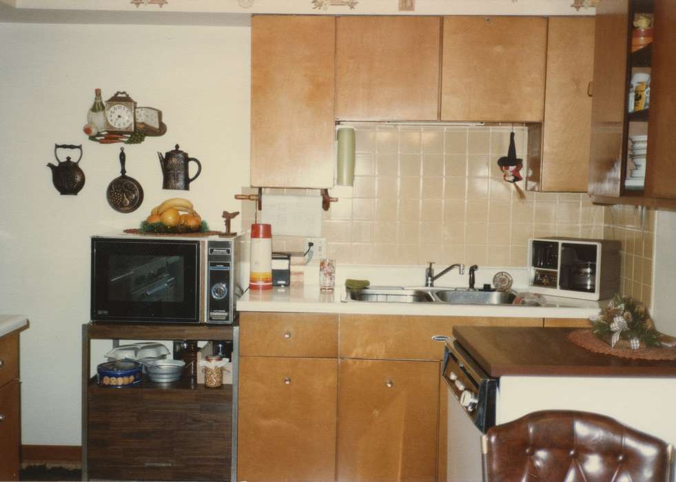 history of Iowa, kitchen, Iowa History, microwave, clock, Lokmer, Trish, coffee pot, Solon, IA, sink, Iowa, Homes