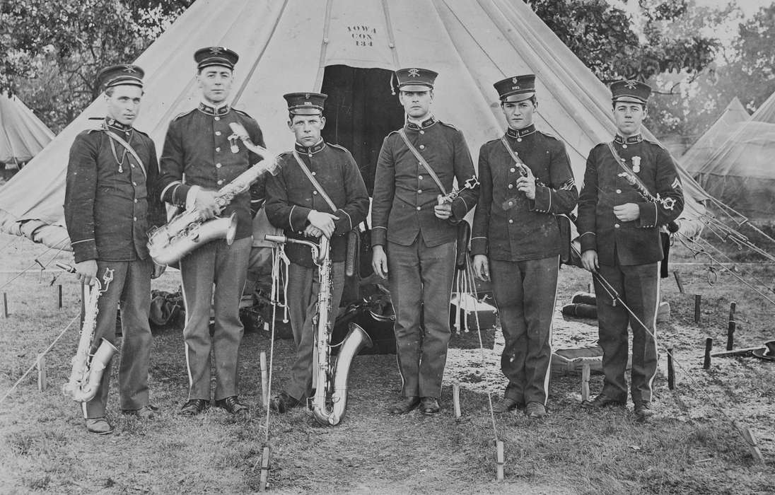Portraits - Group, saxophone, history of Iowa, band, Ottumwa, IA, Iowa History, tent, clarinet, Iowa, Lemberger, LeAnn