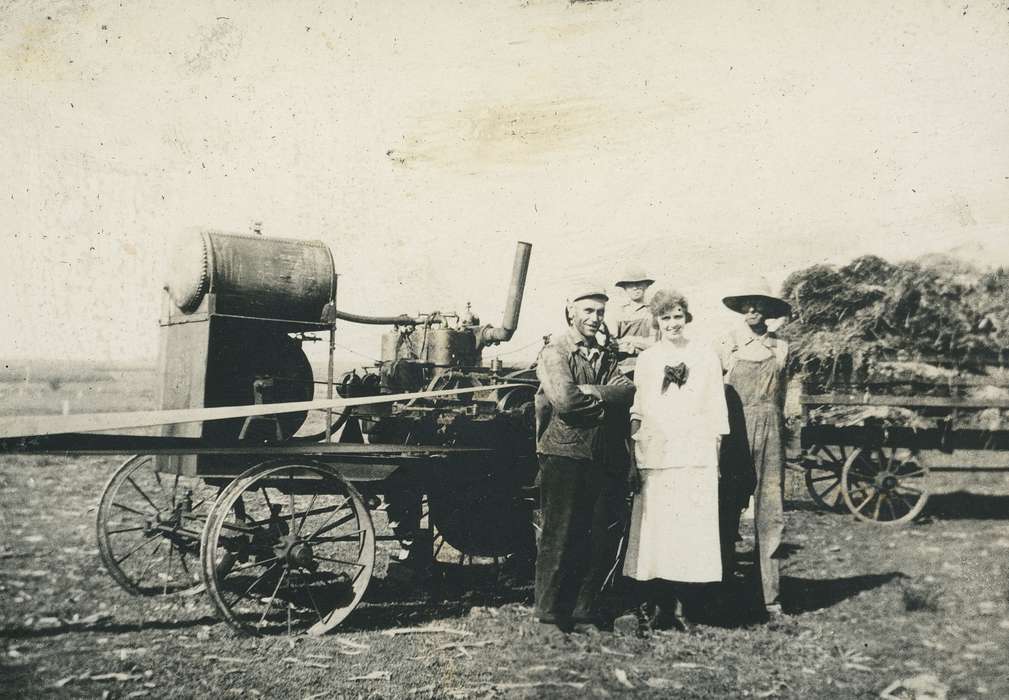 Portraits - Group, hat, Iowa History, Iowa, IA, hay, Neessen, Ben, Farming Equipment, dress, history of Iowa