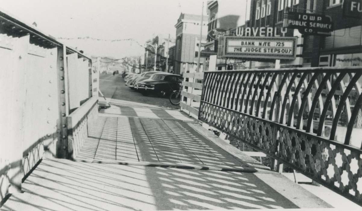 Main Streets & Town Squares, bridge, cars, Iowa History, history of Iowa, Businesses and Factories, Waverly, IA, Iowa, Cities and Towns, construction, Waverly Public Library