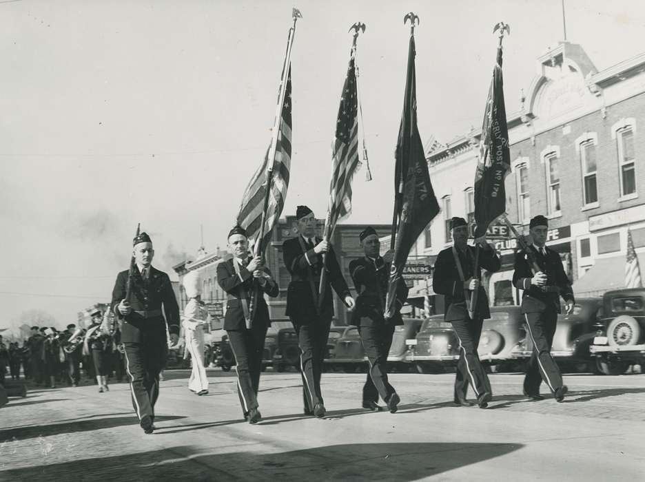 Military and Veterans, Main Streets & Town Squares, history of Iowa, Iowa History, parade, american flag, Waverly, IA, Fairs and Festivals, Iowa, Cities and Towns, soldier, Waverly Public Library