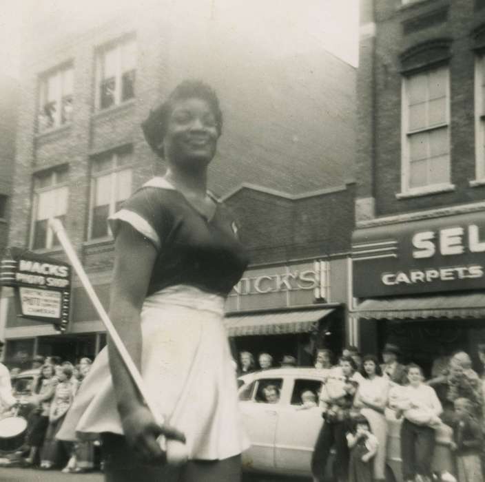 Iowa, Waterloo, IA, parade, Cook, Beverly, Fairs and Festivals, baton, african american, People of Color, Entertainment, Portraits - Individual, Sports, Cities and Towns, history of Iowa, Iowa History