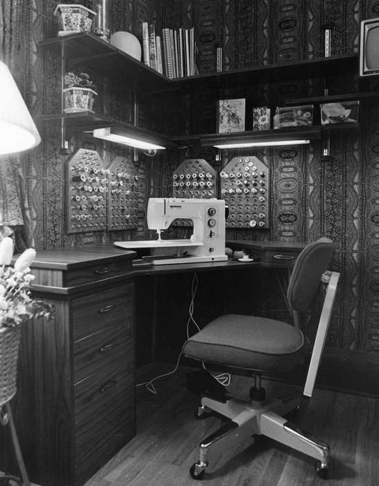 sewing machine, history of Iowa, Iowa History, book, office, office chair, Ely, IA, Iowa, Homes, Karns, Mike, Labor and Occupations