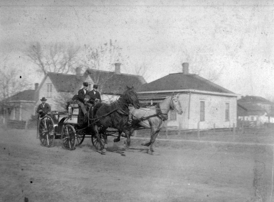 fire department, history of Iowa, Iowa History, Ottumwa, IA, Animals, dirt road, Iowa, Lemberger, LeAnn, horse, Labor and Occupations