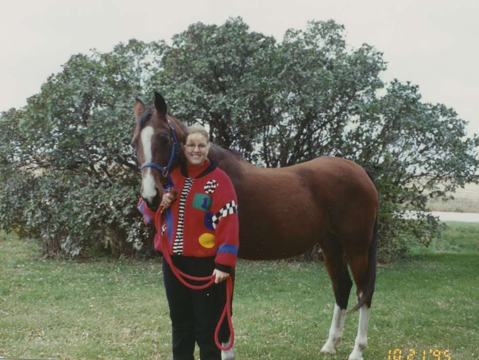 history of Iowa, Iowa History, Animals, Reinbeck, IA, sweater, Iowa, Farms, horse, East, Lindsey, Portraits - Individual