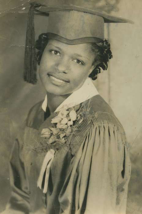 cap and gown, graduation, Iowa, Waterloo, IA, african american, Portraits - Individual, People of Color, graduate, Henderson, Jesse, history of Iowa, Iowa History