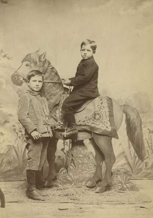 Portraits - Group, history of Iowa, Iowa History, boots, silly, Iowa, victorian, horse, Children, Waverly Public Library