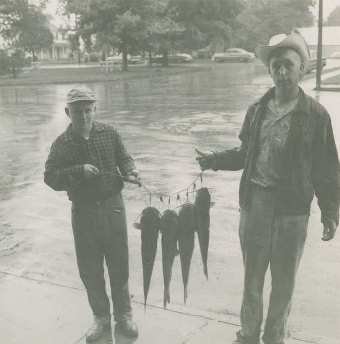 Portraits - Group, catfish, history of Iowa, Iowa History, channel catfish, fish, Lokmer, Trish, Solon, IA, Iowa, Outdoor Recreation, hat