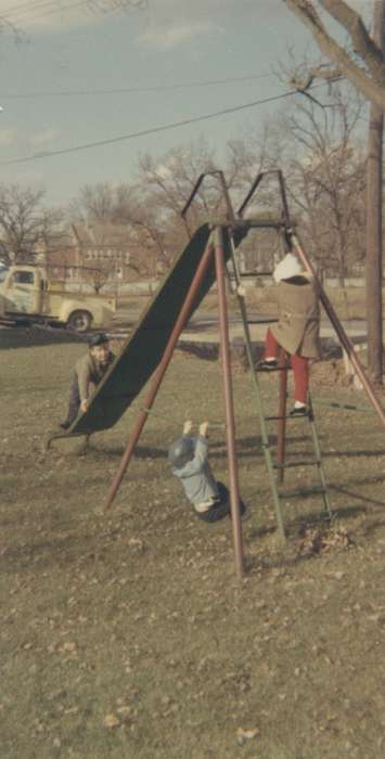 playground, history of Iowa, Iowa History, slide, truck, jacket, Tjemeland, Karen, autumn, Ely, IA, Iowa, Outdoor Recreation, Children, Leisure, fall