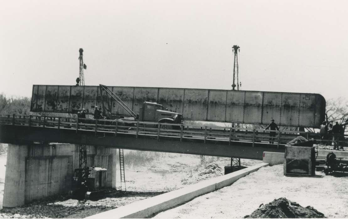 bridge, Iowa History, history of Iowa, truck, Motorized Vehicles, Waverly, IA, Jacobs, Hope, Iowa, construction, Labor and Occupations