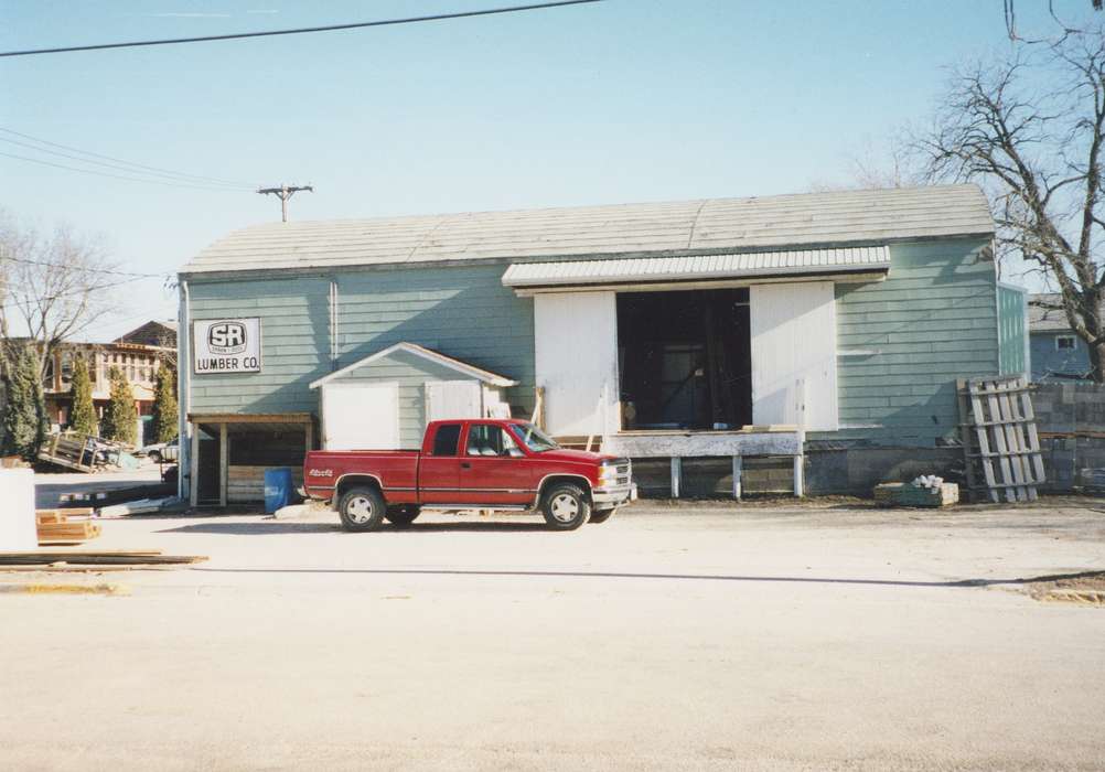 Cities and Towns, Motorized Vehicles, Iowa History, Waverly Public Library, pickup truck, Iowa, history of Iowa, lumber