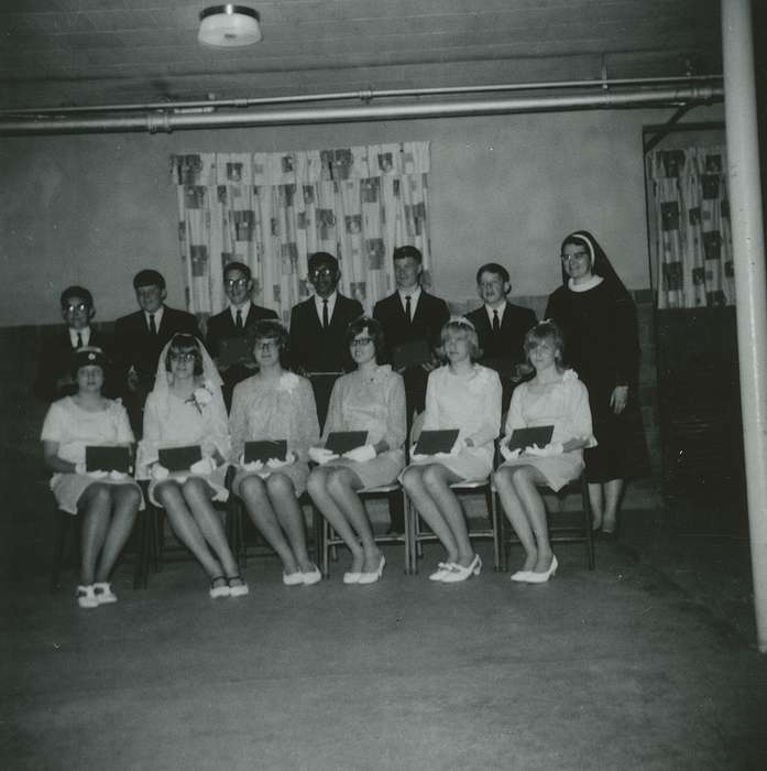 Portraits - Group, Clarion, IA, Iowa History, history of Iowa, nun, graduation, Iowa, Schools and Education, Children, Religion, Kolb, Elaine