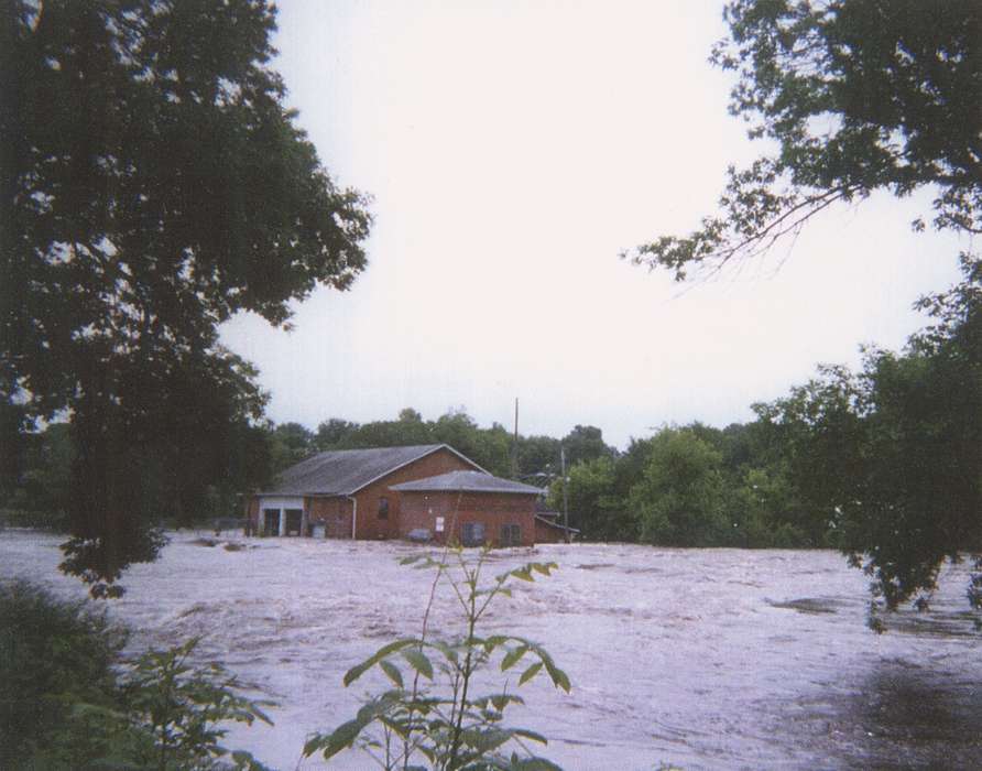 Floods, Anamosa, IA, history of Iowa, Iowa, Lakes, Rivers, and Streams, house, trees, Hatcher, Cecilia, Iowa History