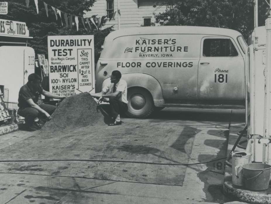 Main Streets & Town Squares, history of Iowa, Iowa History, truck, Motorized Vehicles, Businesses and Factories, Waverly, IA, gas station, Iowa, Cities and Towns, sign, Waverly Public Library