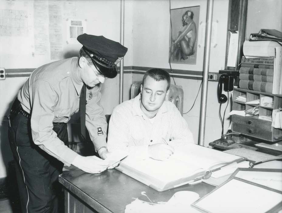 history of Iowa, Waverly Public Library, Iowa, police, Prisons and Criminal Justice, desk, Iowa History, police officer