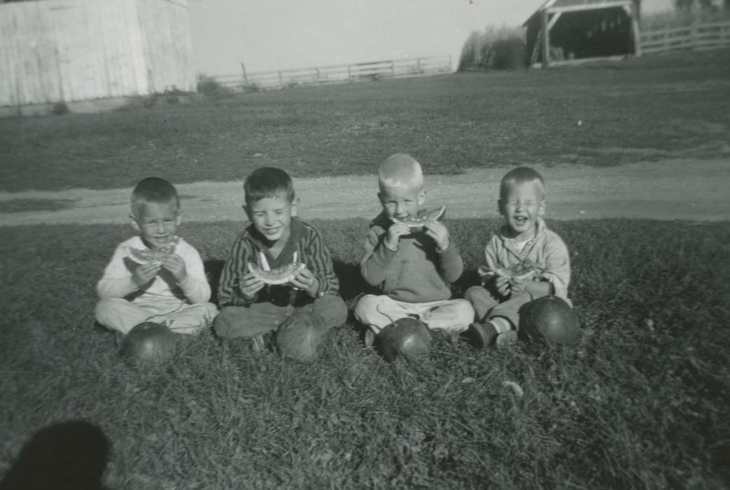 history of Iowa, Iowa History, watermelon, Families, brothers, Mitchell, Christie, Iowa, Alpha, IA, Farms, Food and Meals, Children