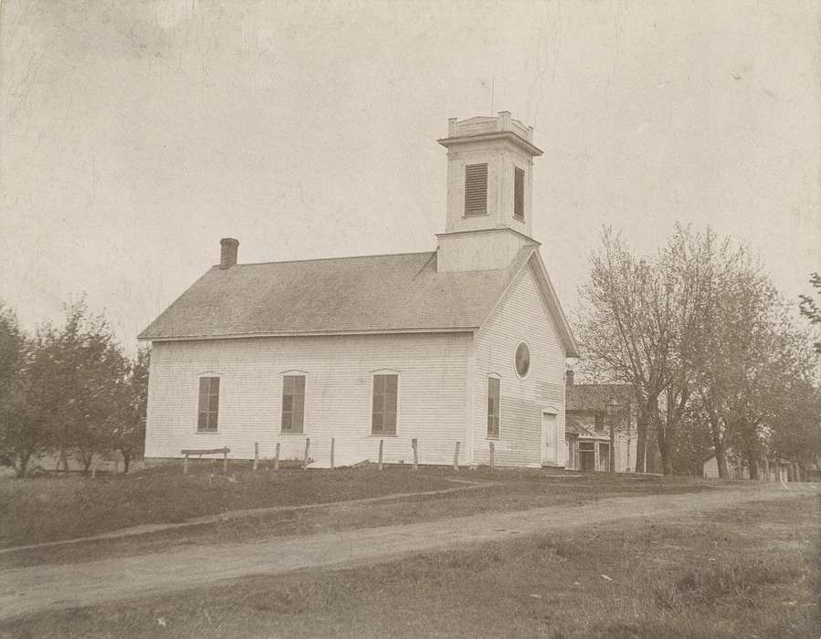 history of Iowa, Religious Structures, Iowa History, trees, Waverly, IA, Iowa, Landscapes, church, house, Waverly Public Library