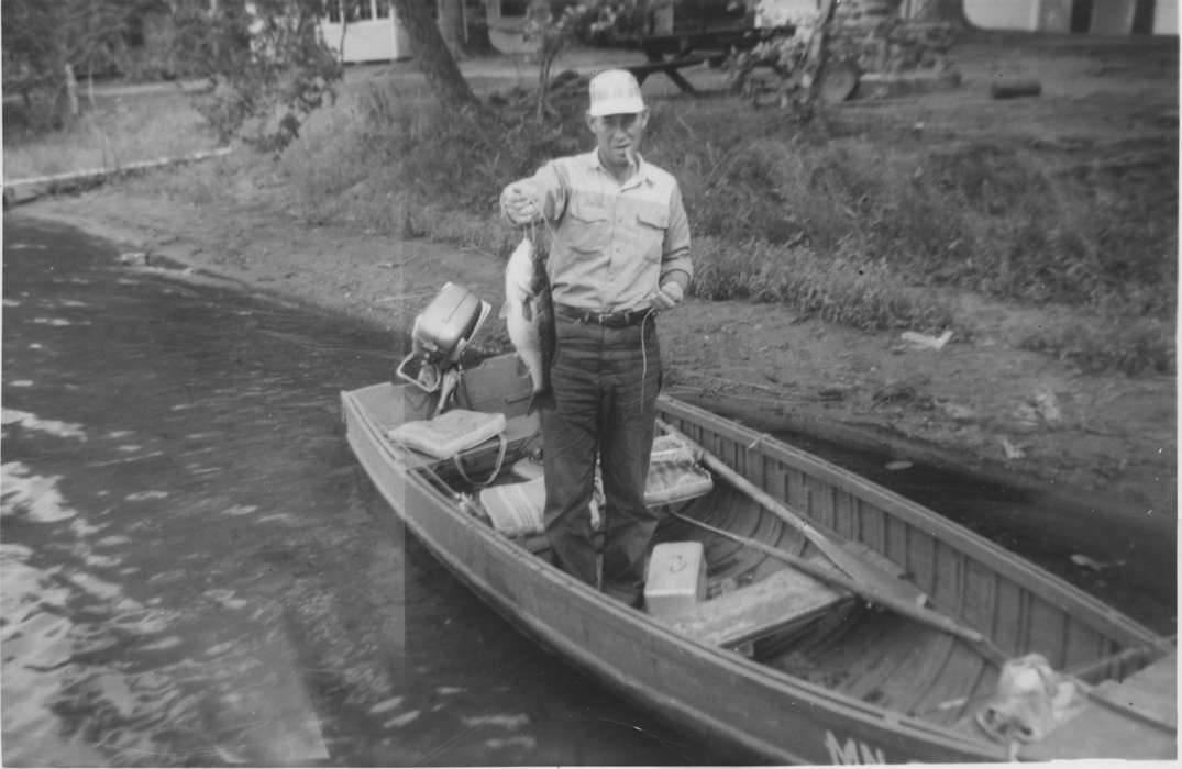 history of Iowa, Iowa History, Waytenick, Dave and Karen, largemouth bass, Lakes, Rivers, and Streams, fish, Dewar, IA, river, cigar, Iowa, boat, Leisure, Portraits - Individual