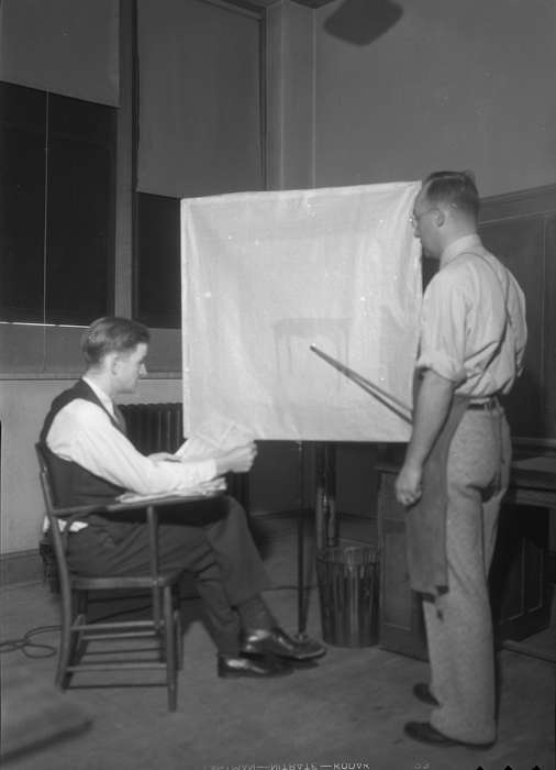 movie projector, Cedar Falls, IA, history of Iowa, Iowa History, trash can, uni, iowa state teachers college, classroom, UNI Special Collections & University Archives, Iowa, desk, Schools and Education, university of northern iowa