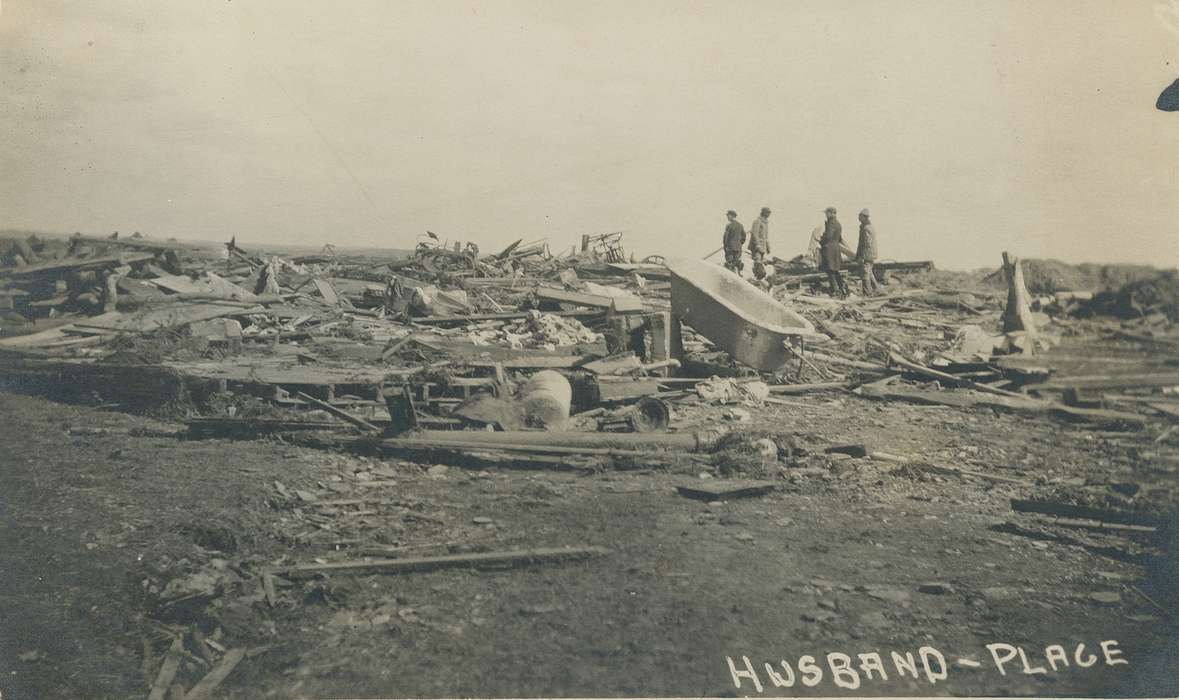 tornado, history of Iowa, Iowa History, bathtub, Wrecks, Waverly, IA, workers, Iowa, wreck, Waverly Public Library