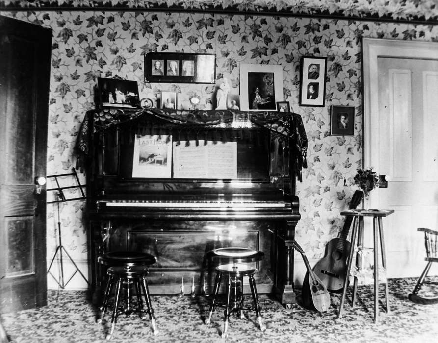 lute, guitar, sheet music, piano, Iowa History, history of Iowa, music, IA, Iowa, Anamosa Library & Learning Center, Homes