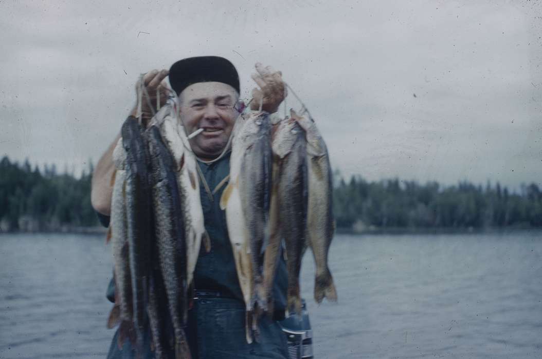 Outdoor Recreation, fish, Travel, Iowa, cigarette, Conklin, Beverly, pike, history of Iowa, Portraits - Individual, Lakes, Rivers, and Streams, Canada, walleye, Iowa History