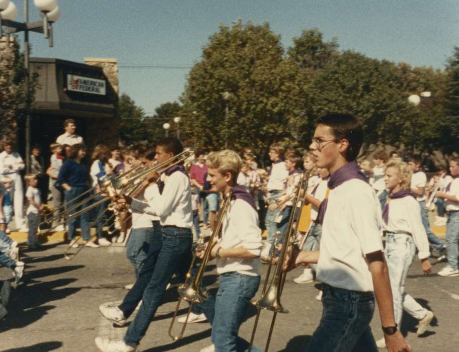 denim, Denison, IA, Iowa, parade, trombone, Fairs and Festivals, Gehlsen, Katie, history of Iowa, Entertainment, music, band, marching band, Main Streets & Town Squares, Iowa History