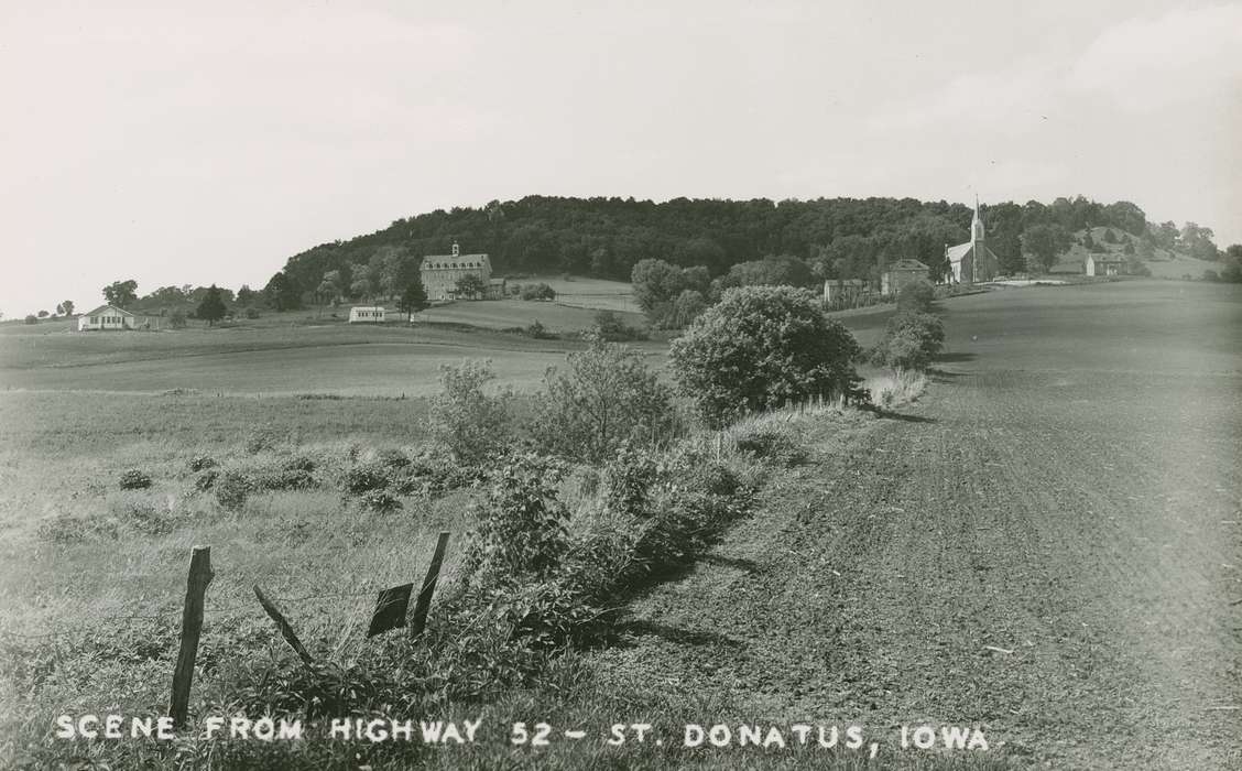 history of Iowa, Iowa History, St. Donatus, IA, church, field, hills, Iowa, Cities and Towns, Palczewski, Catherine, Landscapes