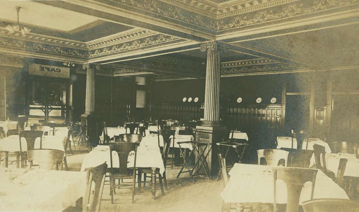 dining room, hotel, Ottumwa, IA, restaurant, history of Iowa, Lemberger, LeAnn, Iowa, Businesses and Factories, Iowa History, chairs