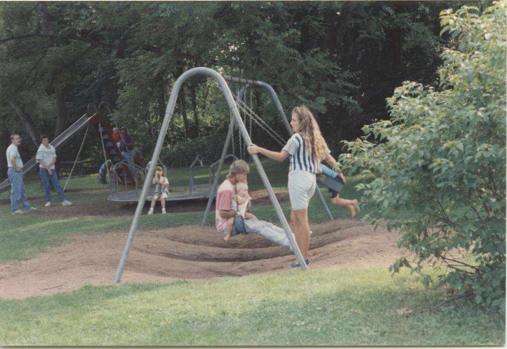 Leisure, Meyer, Susie, history of Iowa, Iowa History, slide, merry-go-round, Sumner, IA, Iowa, swing set, park