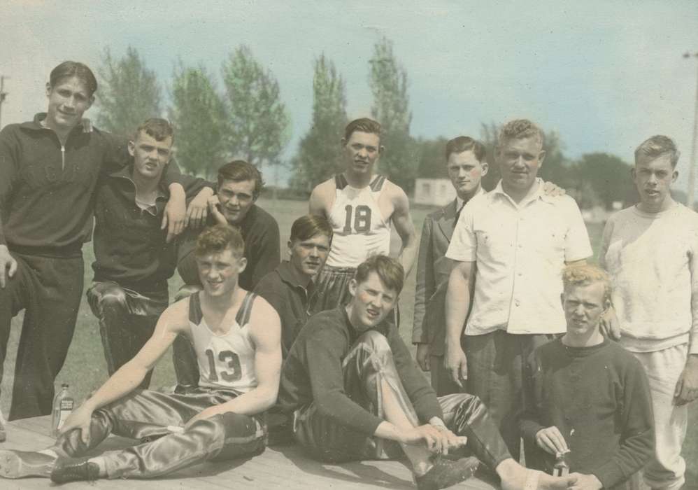 Portraits - Group, Clarion, IA, history of Iowa, Iowa History, track and field, Iowa, colorized, hairstyle, Sports, McMurray, Doug, track