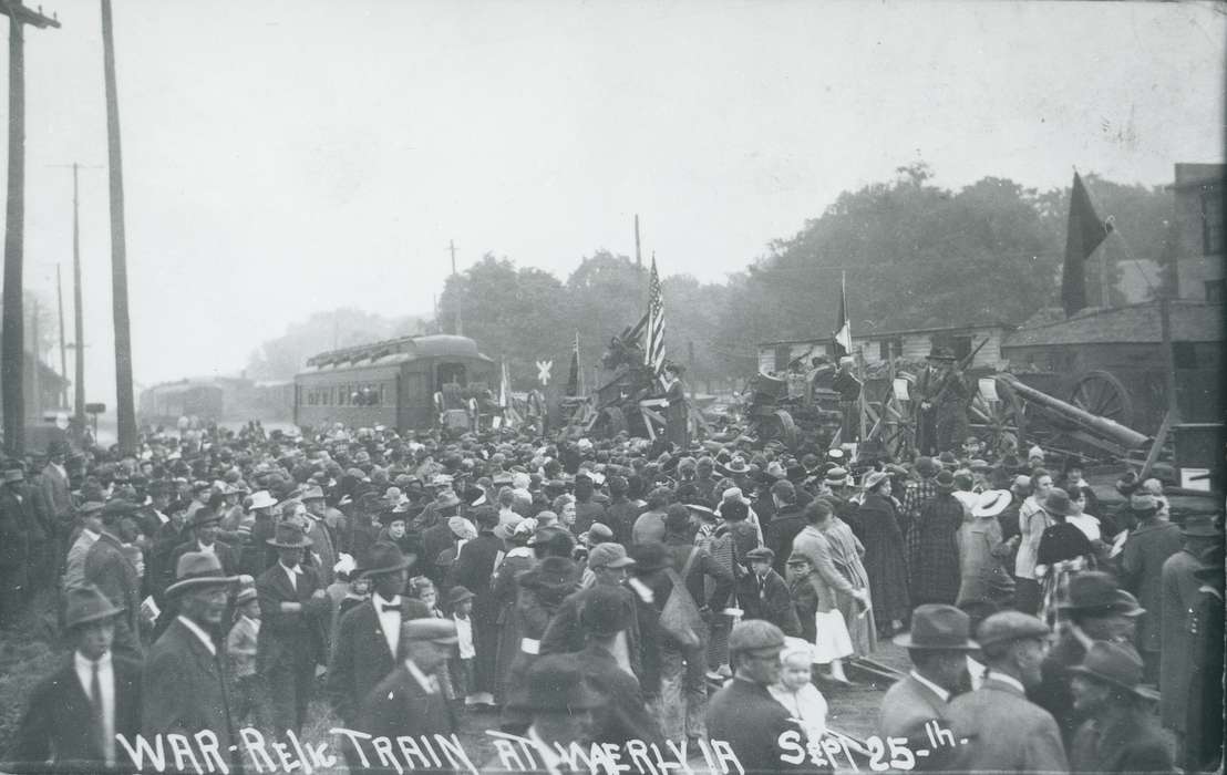 Military and Veterans, Iowa History, Waverly Public Library, Iowa, history of Iowa, correct date needed, World War I, wwi, world war i, Train Stations, Waverly, IA, Civic Engagement