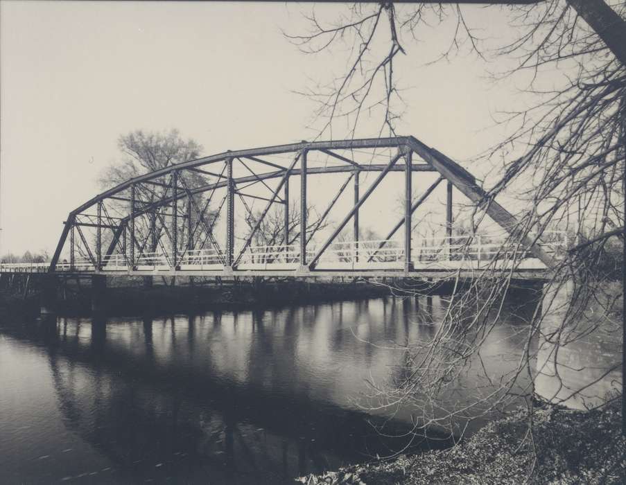 landscape, bridge, Iowa History, history of Iowa, Lakes, Rivers, and Streams, Waverly, IA, Iowa, Landscapes, Waverly Public Library