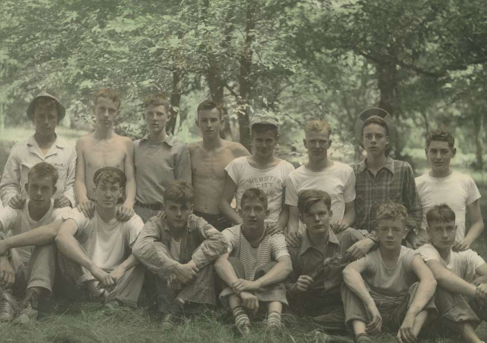 Portraits - Group, boy scouts, history of Iowa, Iowa History, scouts, Webster, IA, Iowa, colorized, camp, McMurray, Doug