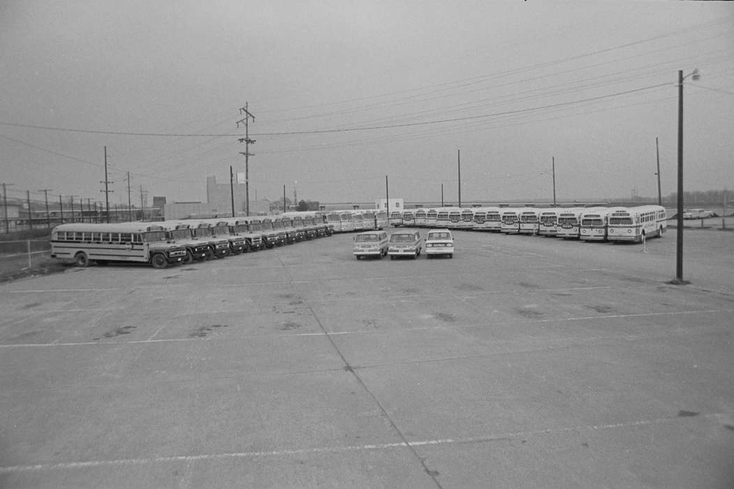telephone pole, school bus, Iowa History, Ottumwa, IA, history of Iowa, Lemberger, LeAnn, Motorized Vehicles, Iowa, Cities and Towns, bus