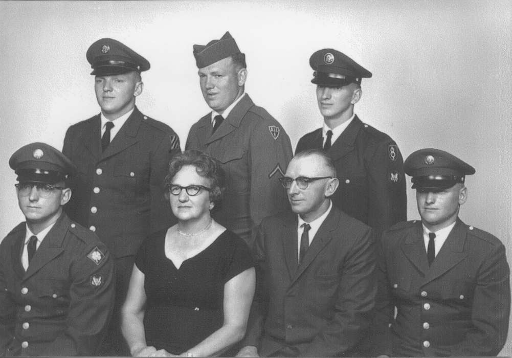 Portraits - Group, Iowa History, Iowa, Ollendieck, Dalene, Families, uniform, brothers, Military and Veterans, Cresco, IA, history of Iowa