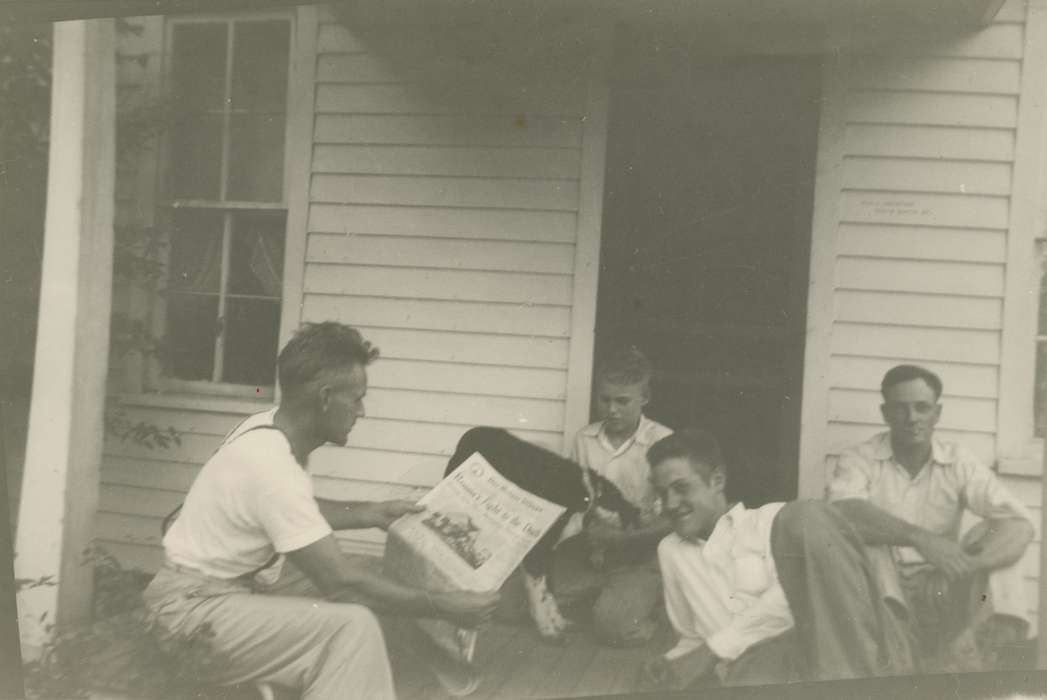 Portraits - Group, porch, IA, Iowa, teenagers, Children, Homes, Stater, Connie, boys, history of Iowa, Iowa History